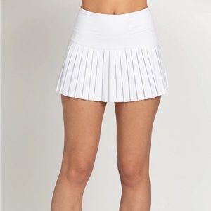 Gold Hinge White Pleated Tennis Skirt